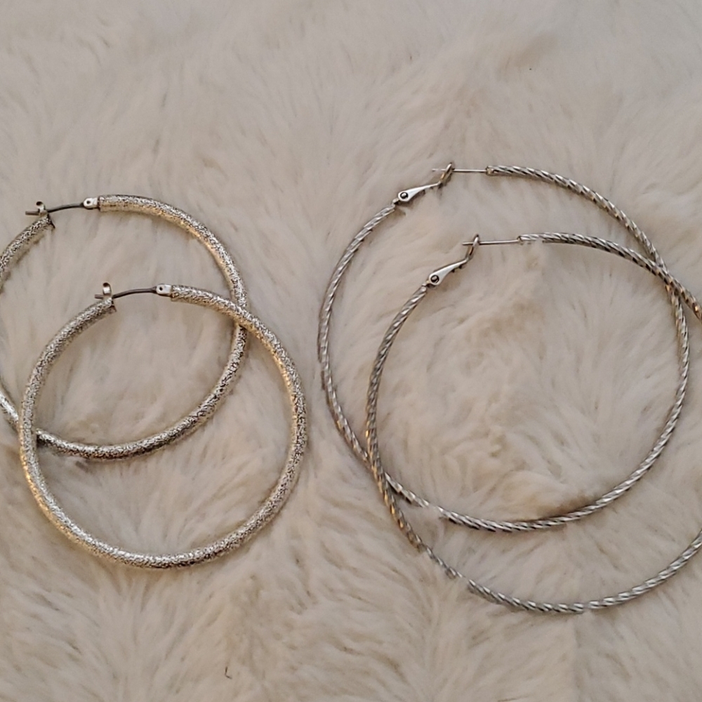 Silver Hoop Earrings Bundle